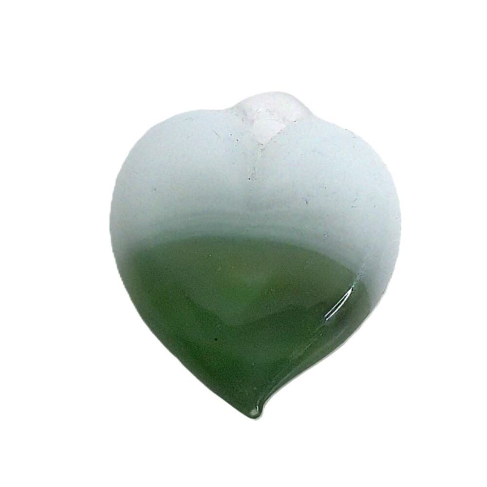 Vintage White & Green Fused Glass Heart Pendant Two Tone Handmade Love Charm - Picture 2 of 3